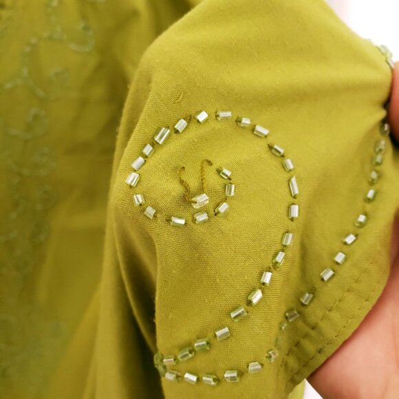 Rima Beach World Green Sequence Poncho Moo Moo Boho Relaxed Dress One Size - Picture 9 of 16